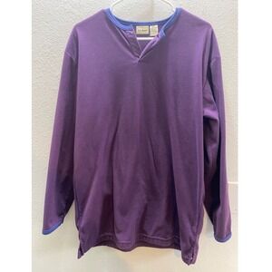 Vintage 90s L.L. Bean Men's Small Purple Fleece Henley Pullover Outdoor